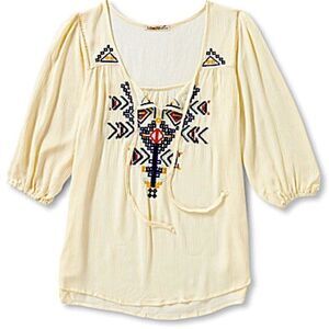 Liberty Love Cream Blouse with Embroidered Design